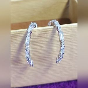 Bella Luce White Cubic Zirconia Rhodium Over Sterling Silver Hoop Earrings